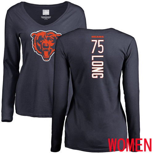 Chicago Bears Navy Blue Women Kyle Long Backer NFL Football #75 Long Sleeve T Shirt